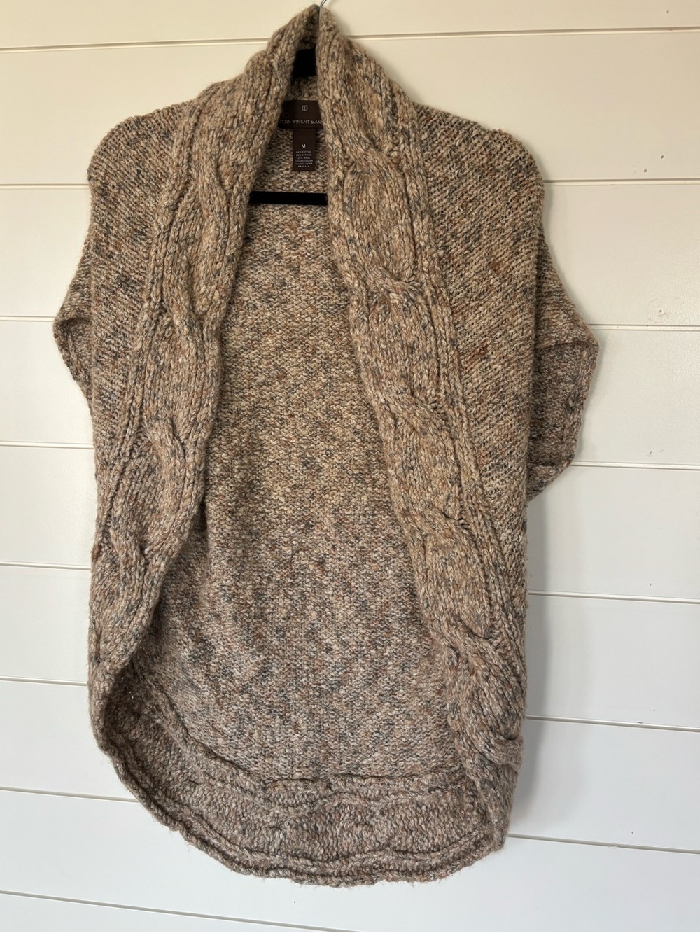 Fenn Wright Manson Taupe Marled Cable Shawl Shrug